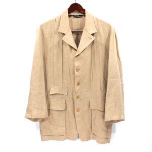 Polo by Ralph Lauren Tan Linen Lightweight Button Up Long Jacket L Sport Coat